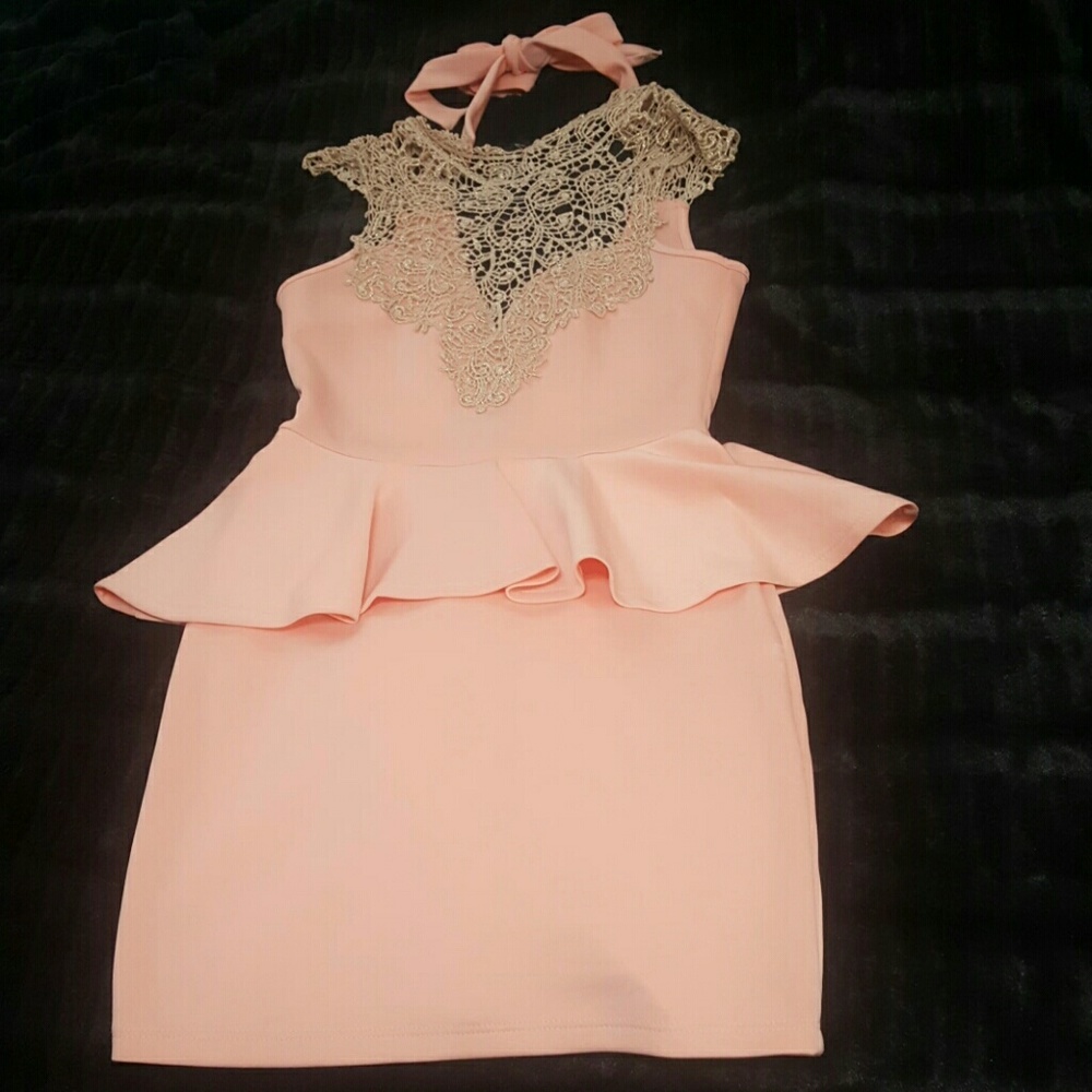 Light coral peplum dress